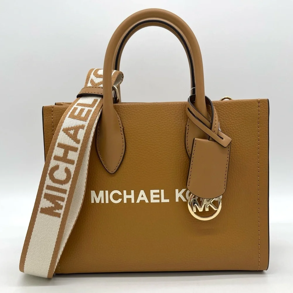 Michael Kors Small Mirella Pebbled Leather Top Zip Crossbody Bag